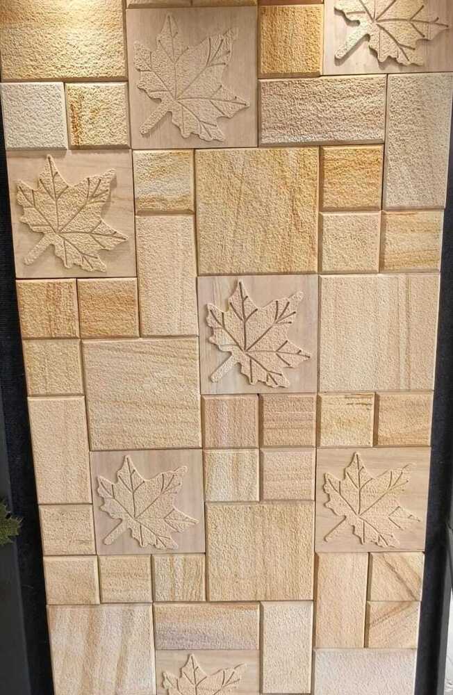 Teak Wood Leaf Mix Wall Cladding