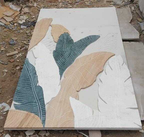 Banana Leaf Stone Mural
