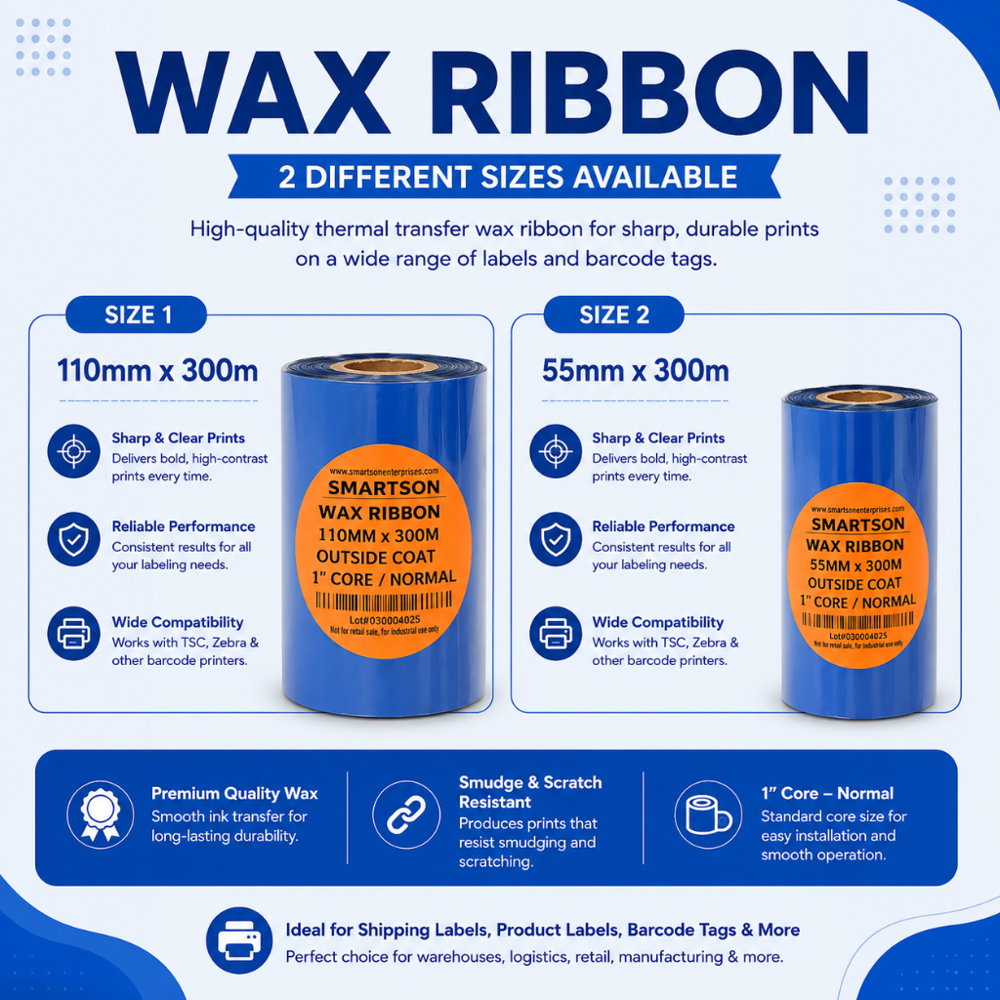 Premium Wax Ribbon Thermal Transfer Barcode Ribbon - Length: 300  Meter (m)