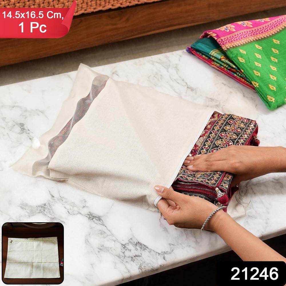 Zip Closure Saree Storage Bag (14.5X16.5 Cm, 1 Pc) - Application: As Per Product Requirement