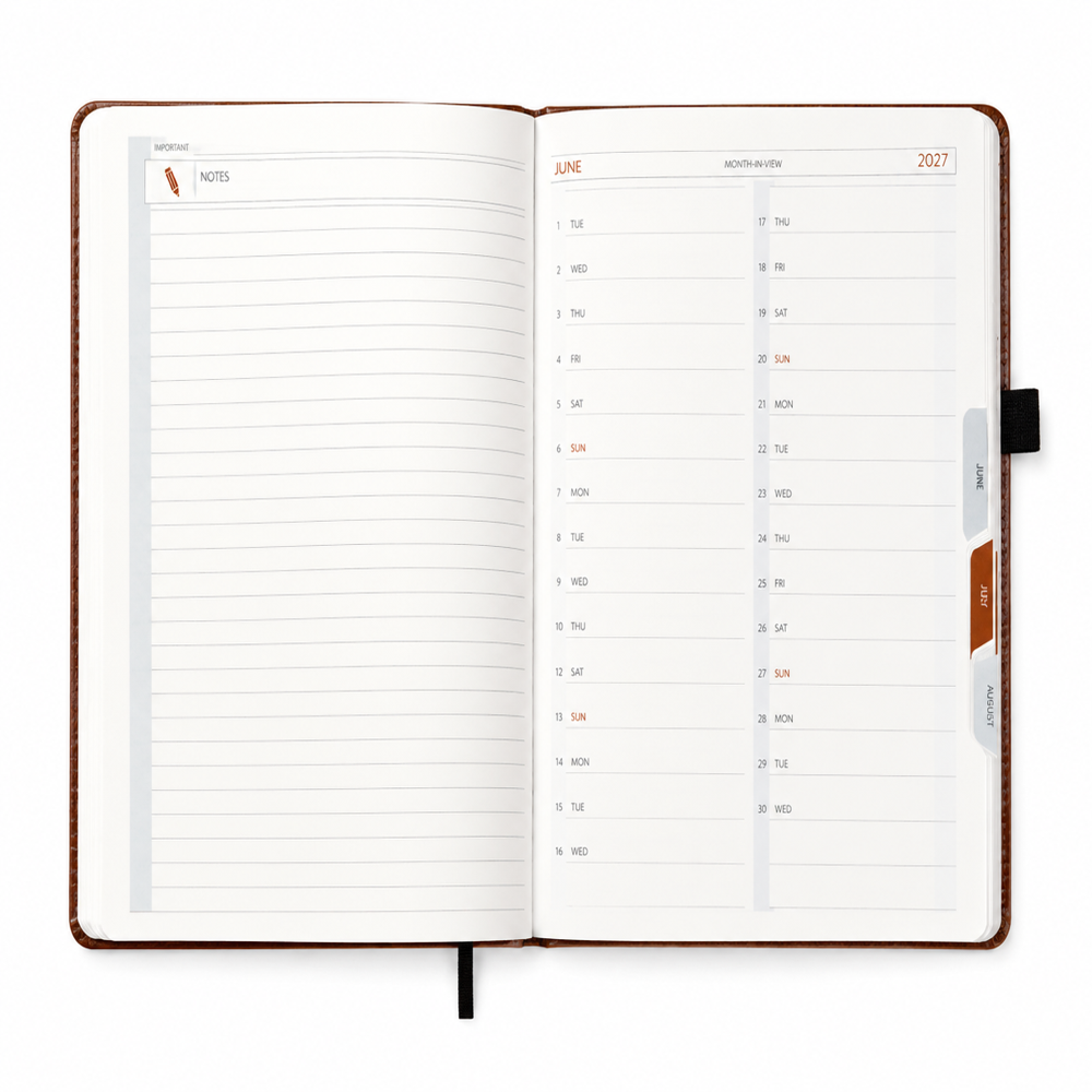 Executive Corporate Diary Light Brown - Binding: Sewing Binding