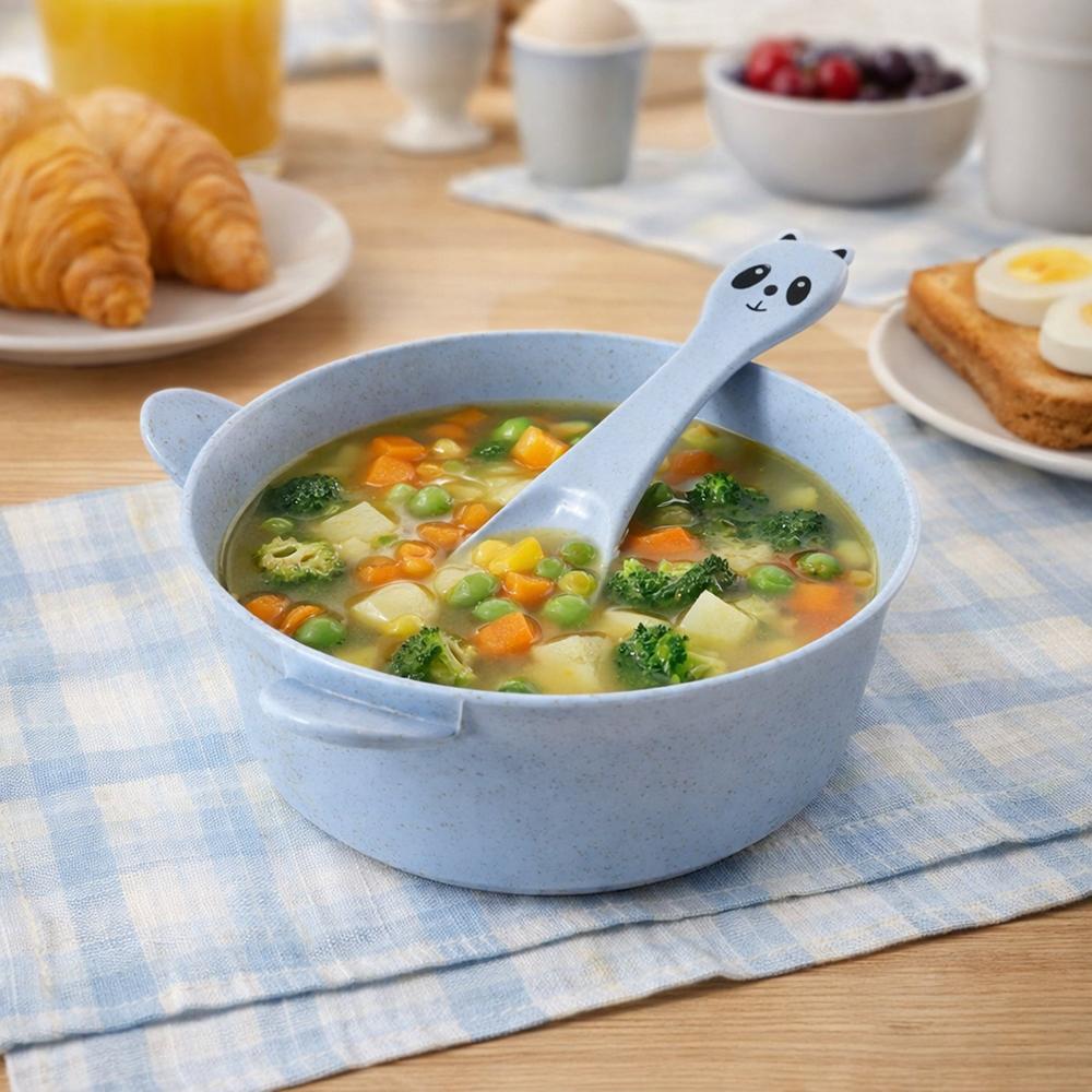 Wheat Straw Kids Soup Bowl with Matching Spoon (240ML 1 Set )
