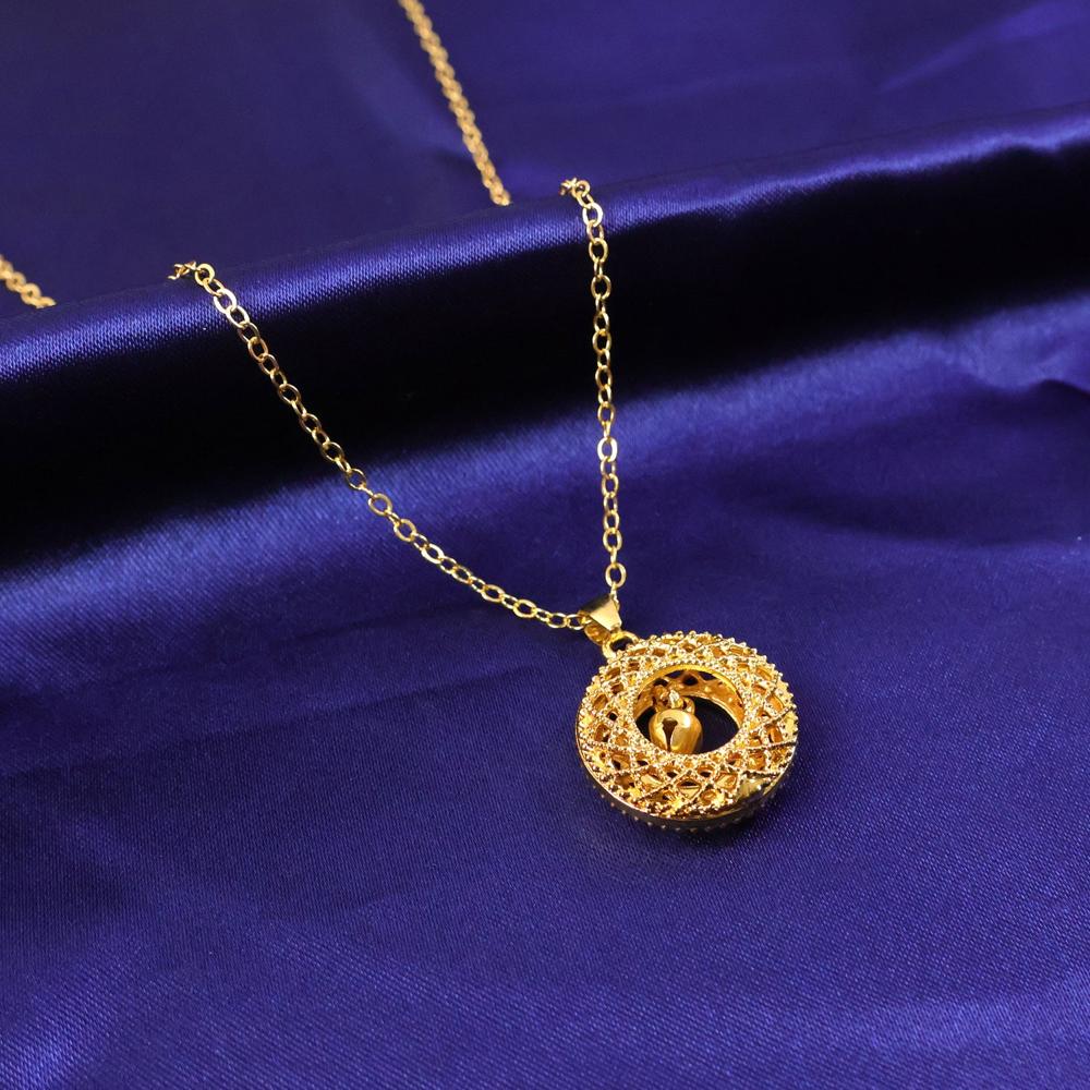Traditional Gold-Tone Round Jhumka Pendant Chain Necklace (1 Pc) - Age Group: As Per Product Requirement