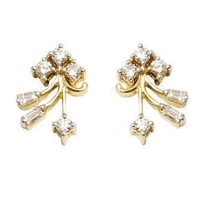 14K Gold Diamond For Girls, Baguette Diamond Jewelry, Gold Earrings With Diamonds From Wholeseller Gender: Women'S