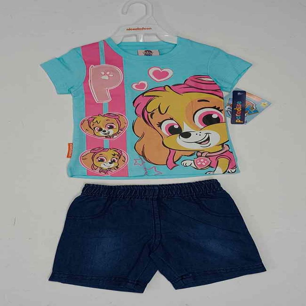 A31345 | Character Brand Baby Short Set | Knit Top + Denim Shorts