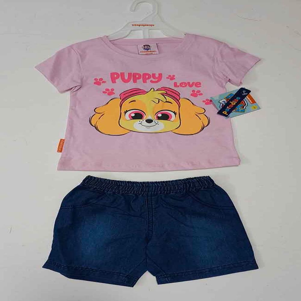 A31345 | Character Brand Baby Short Set | Knit Top + Denim Shorts
