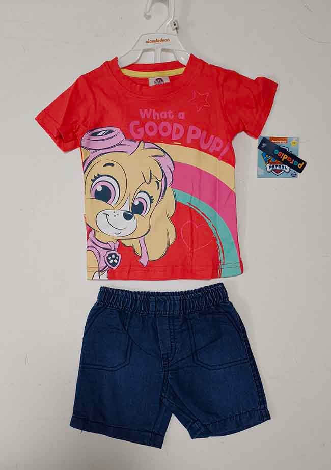A31345 | Character Brand Baby Short Set | Knit Top + Denim Shorts
