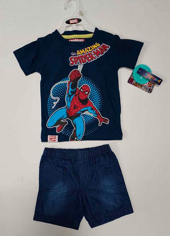 A31345 | Character Brand Baby Short Set | Knit Top + Denim Shorts