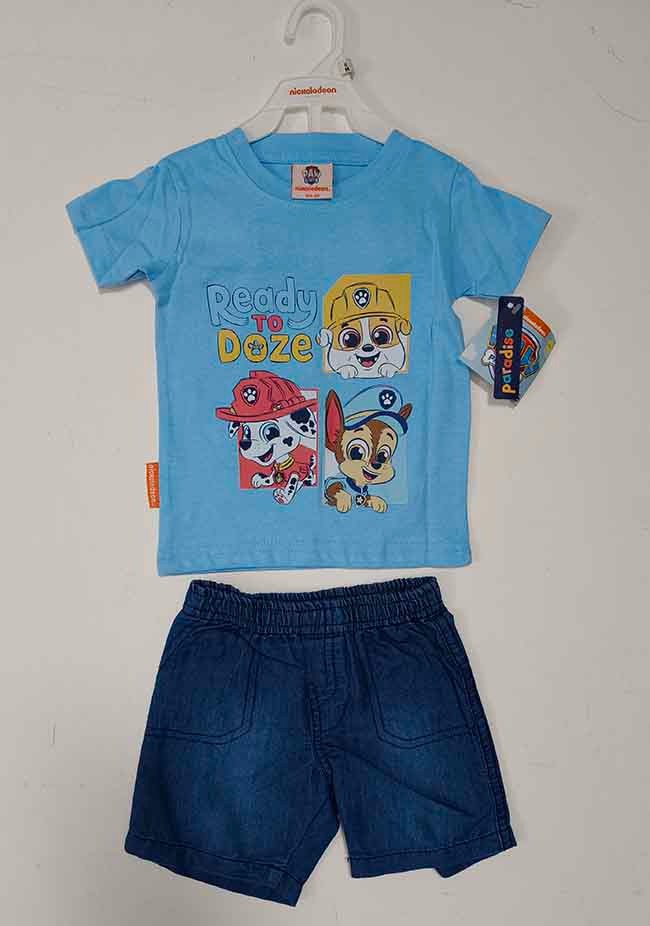 A31345 | Character Brand Baby Short Set | Knit Top + Denim Shorts
