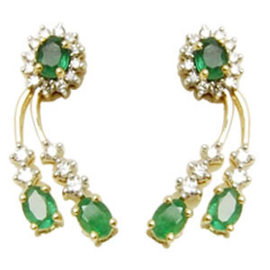 Emerald Costume Jewelry Earrings, Natural Sakota Emerald Cut Stones, Diamond Emerald Tops Design Gender: Women'S