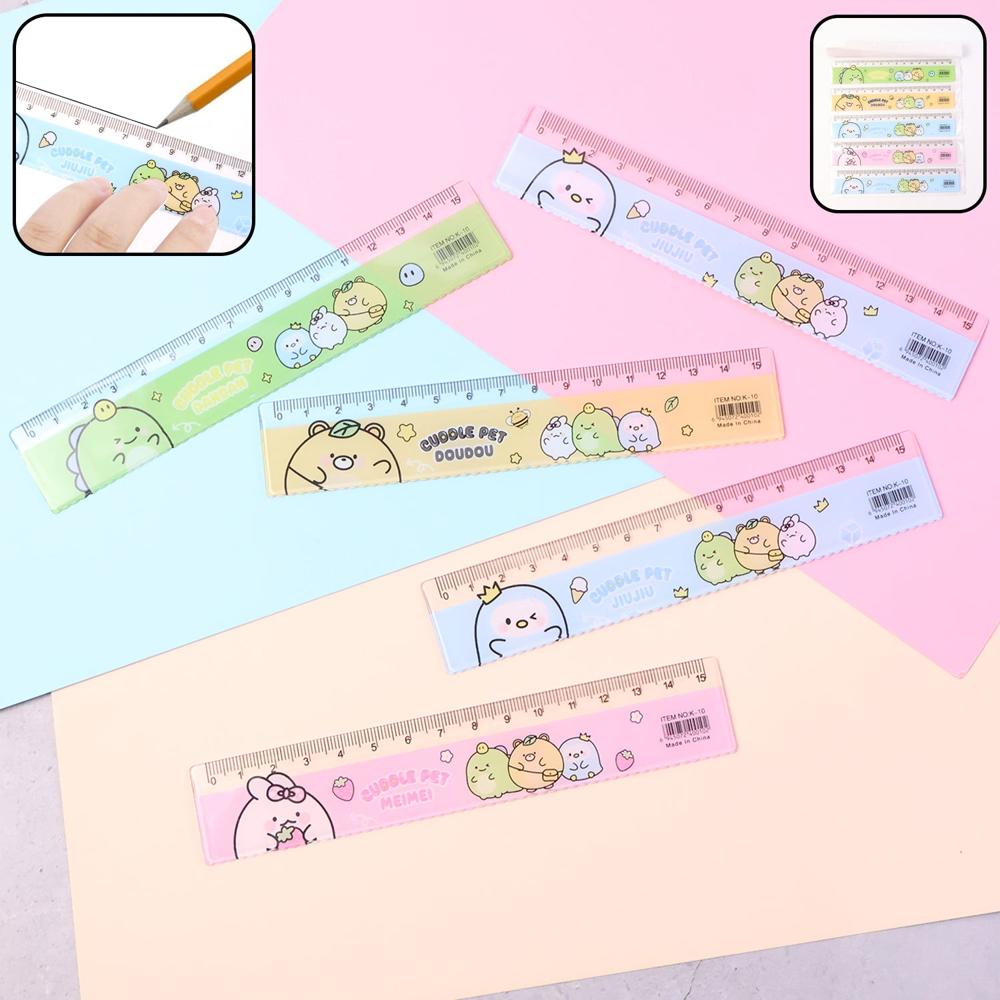 Premium Cute Cartoon Plastic Ruler Set for Kids (5 Pc)