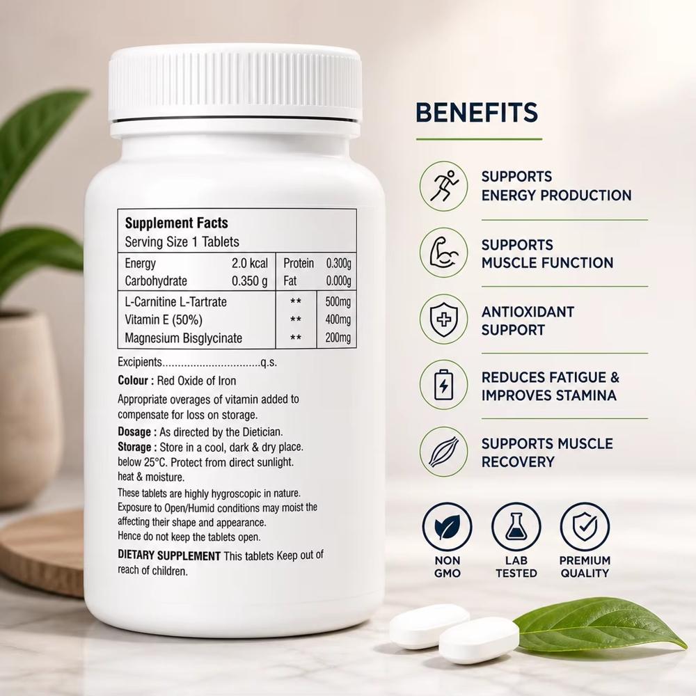 Magnesium Bisglacinate, L- Carnitine & Vitamin E Tablets
