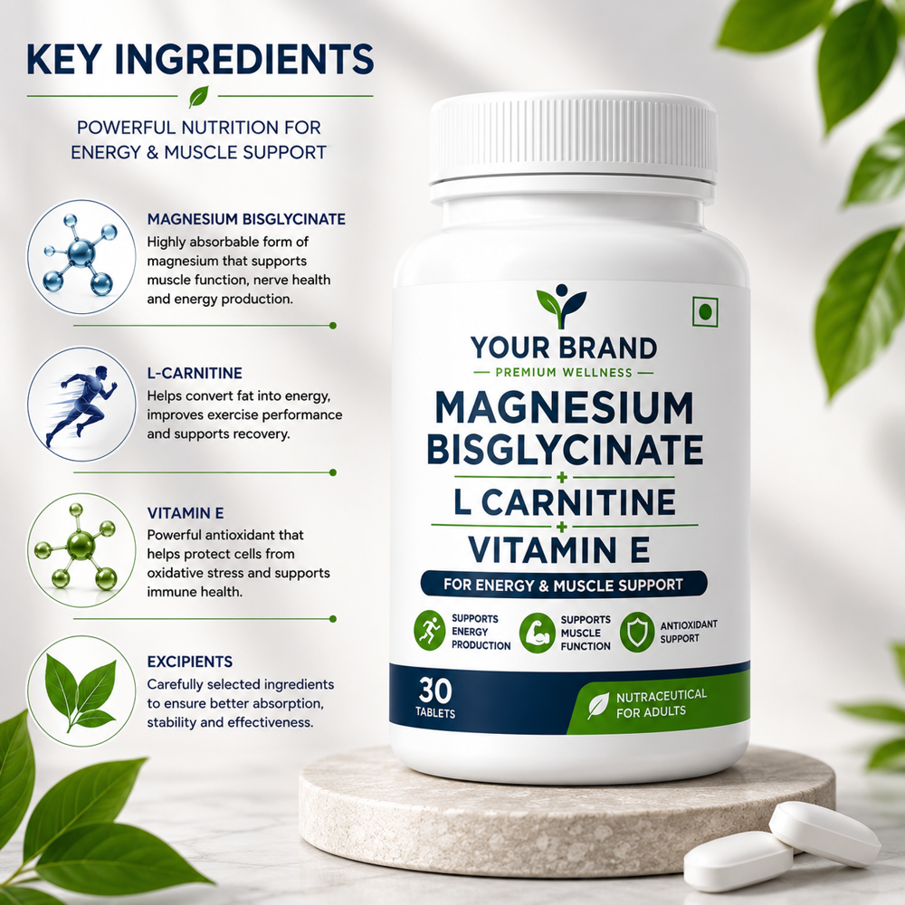 Magnesium Bisglacinate, L- Carnitine & Vitamin E Tablets