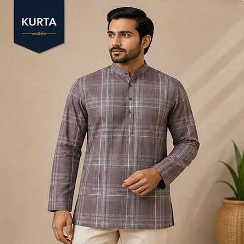 Design No 1615 Printed Multed Brown Color Kurta