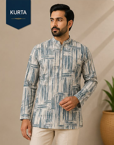 Design No 1615 Printed Steel Blue Color Kurta