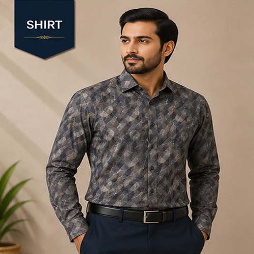 Design No 1615 Printed Grey Shade Color Shirt