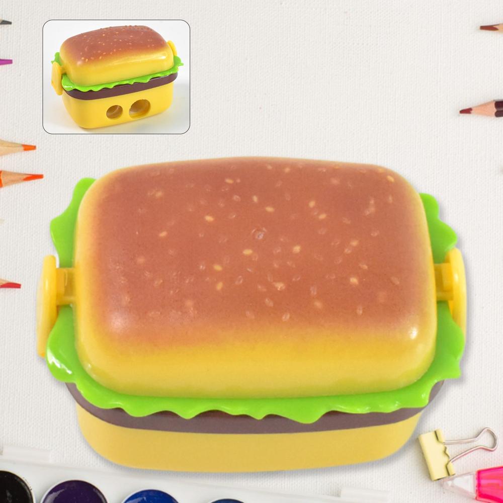 Plastic Burger Shape Small Size Double Hole Sharpener With Eraser (1 Set) - Application: As Per Product Requirement