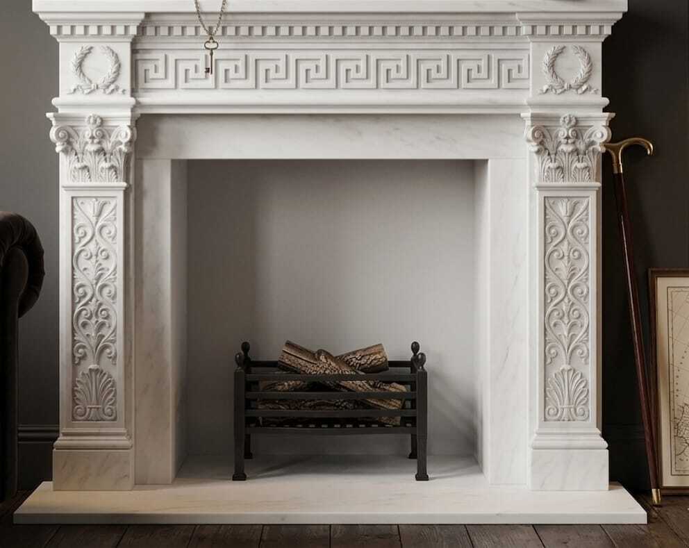 Fire Place White Marble