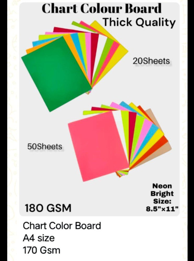 Chart Colour Board A4 Size