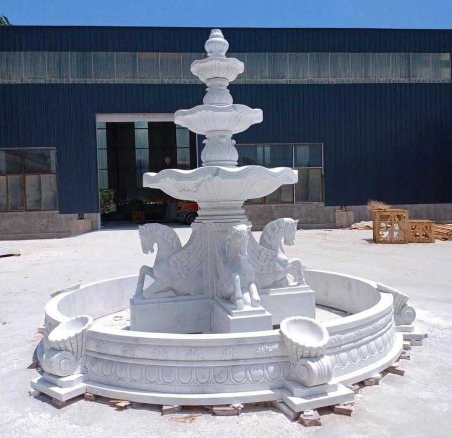 White Marble Premium Luxury Exterior Fountain