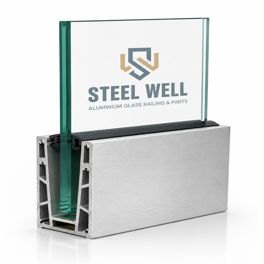 Aluminium Mall Glass Railing/aluminium railing bottom/aluminium bottom rail/aluminium bottom profile railing/aluminium bottom support rail