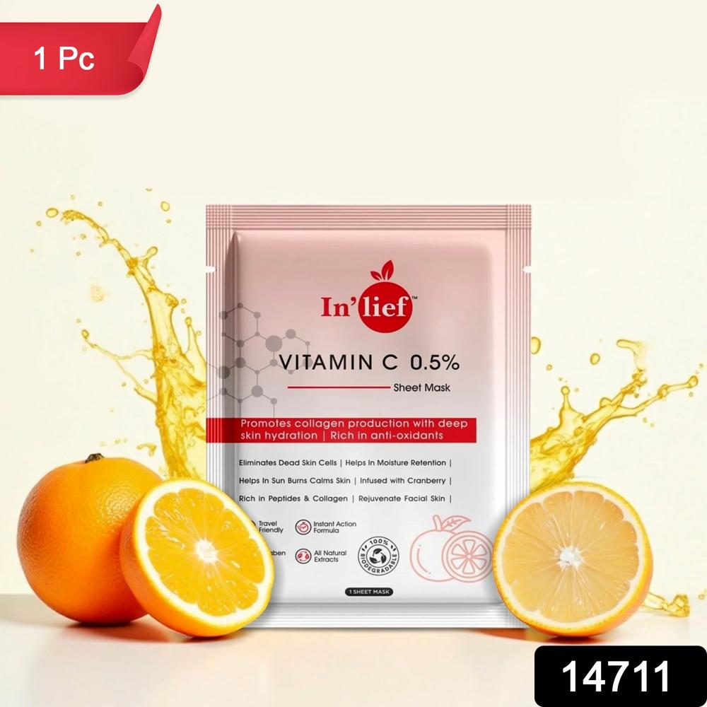 In Lief Vitamin C 0.5% Hydrating & Brightening Facial Sheet Mask (1 Pc) - Age Group: As Per Product Requirement