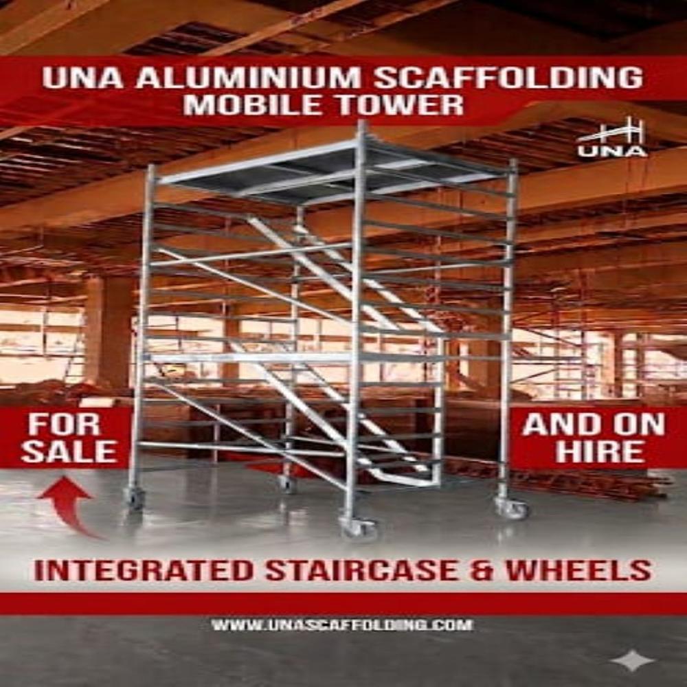 Ladder Access Scaffolding Tower - Color: Metallic/silver