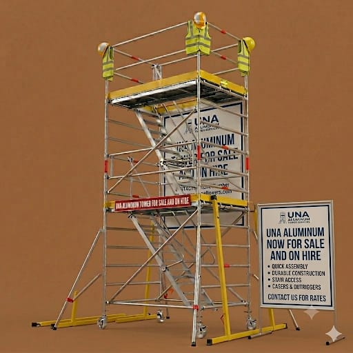 Ladder Access Scaffolding Tower - Color: Metallic/silver