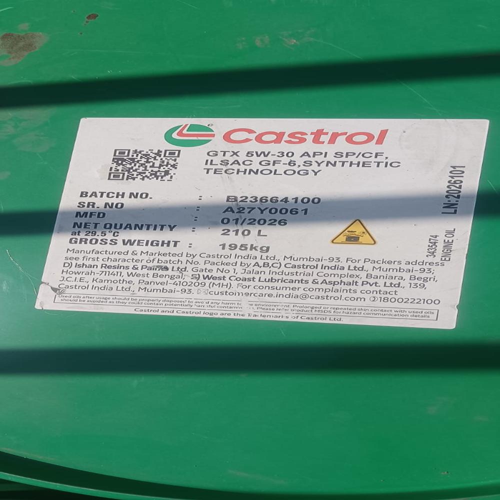 Castrol Gtx 5w30 Engine Oil - Ash %: Approx. 0.8% Sulphated Ash