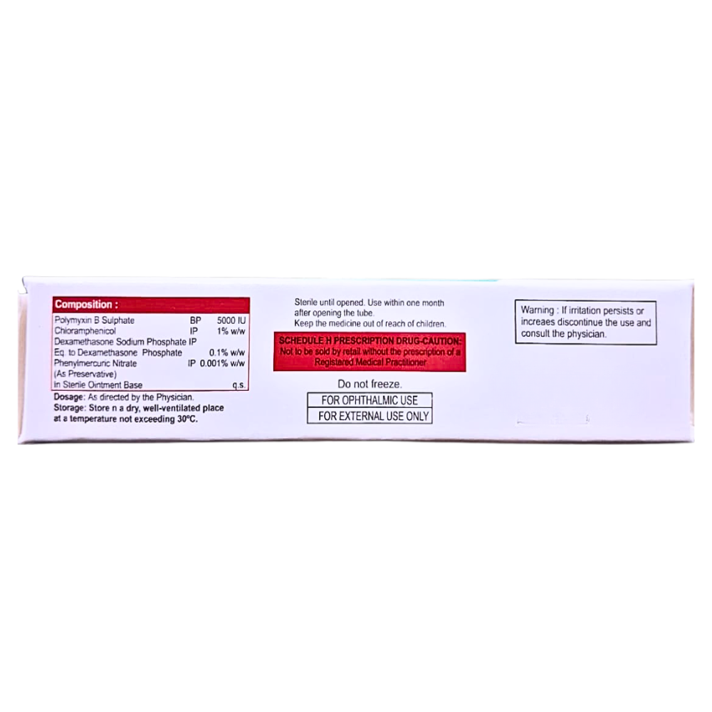 Polymyxin B Sulphate,Dexamethasone Sodium Phosphate & Chloramphenicol Ophthalmic Ointment