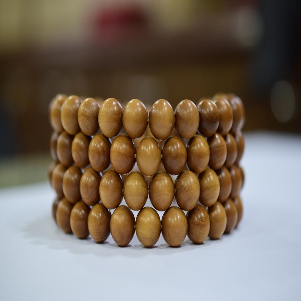 Fine Islamic Prayer Bead - Sandalwood, 4mm To 22mm Natural Dark Golden Brown , Carved Design For Tasbih Of Fatimah
