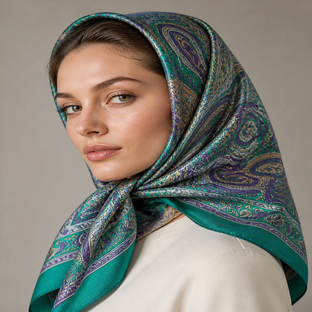100% Silk Printed Square head Scarves