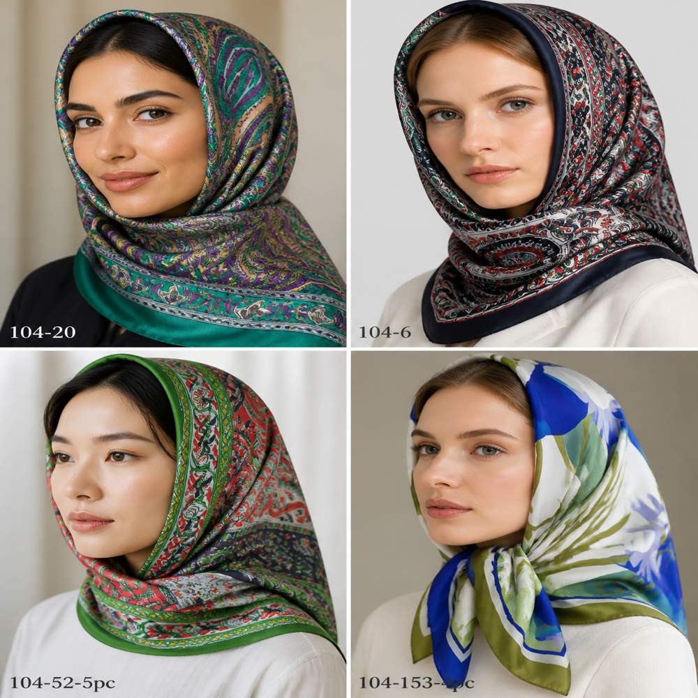 100% Silk Printed Square head Scarves