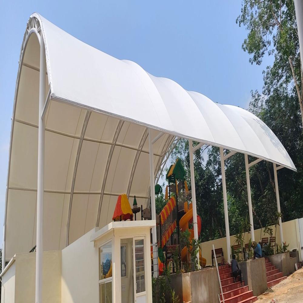 School Cover Shade - Steel Frame With Polycarbonate Roof, Custom Dimensions, Blue/green, Uv-stabilized, Flame-retardant Option, Powder-coated Corrosion Resistant