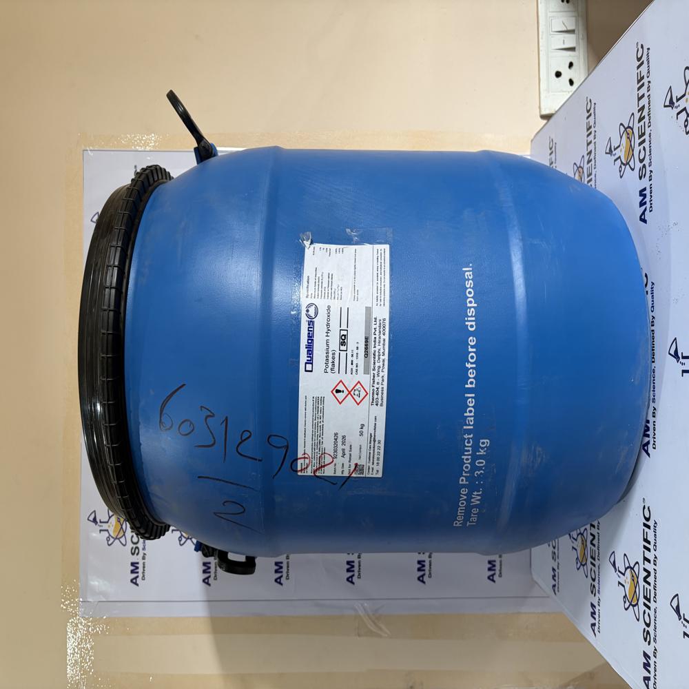 Potassium Hydroxide Flakes Sq 50kg Qualigens - Application: Laboratory