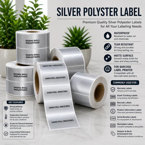 Silver Polyster Label