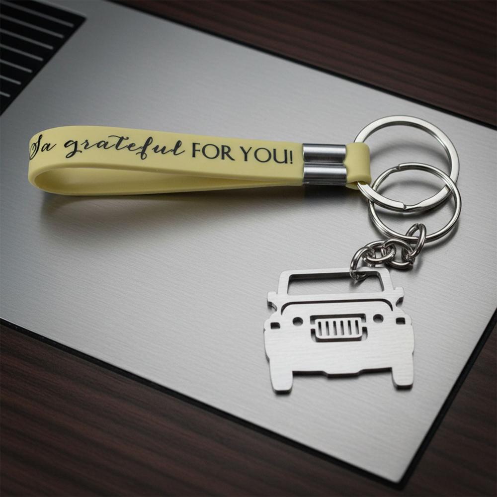 Stylish Dual-Keyring Metal Car Keychain Set (1 Set) - Dimension (L*W*H): 12 X 3 X 2 Cm Millimeter (Mm)