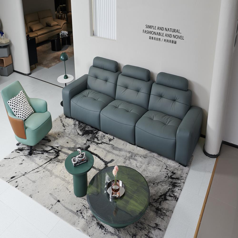 Modern Leather Sofa - Color: Blue