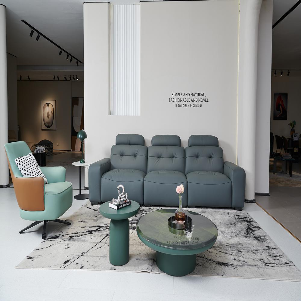 Modern Leather Sofa - Color: Blue