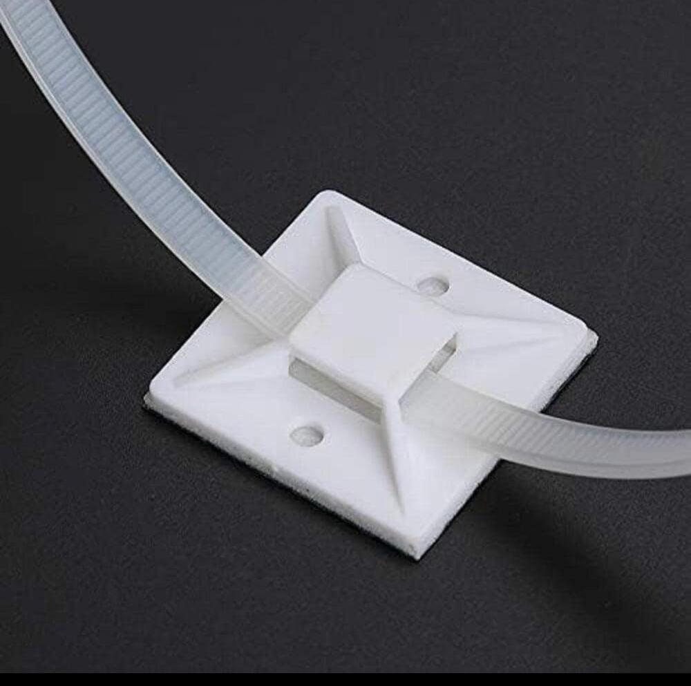 Cable Tie Mounts - Nylon 66, 25x25mm, Natural/black, Ul94v-2 Flame Retardant, Acrylic Foam Adhesive Or Screw Mount