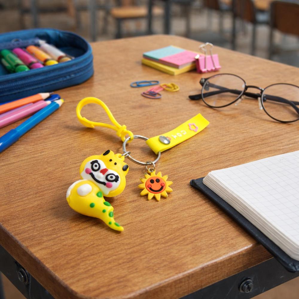 Cute Cartoon Dinosaur Style Keychain With Strap And Decorative Charm (1 Pc) - Application: As Per Product Requirement