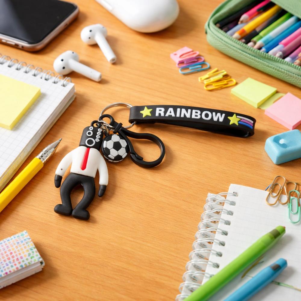 Rainbow Strap Cartoon Football Boy Keychain (1 Pc) - Application: As Per Product Requirement