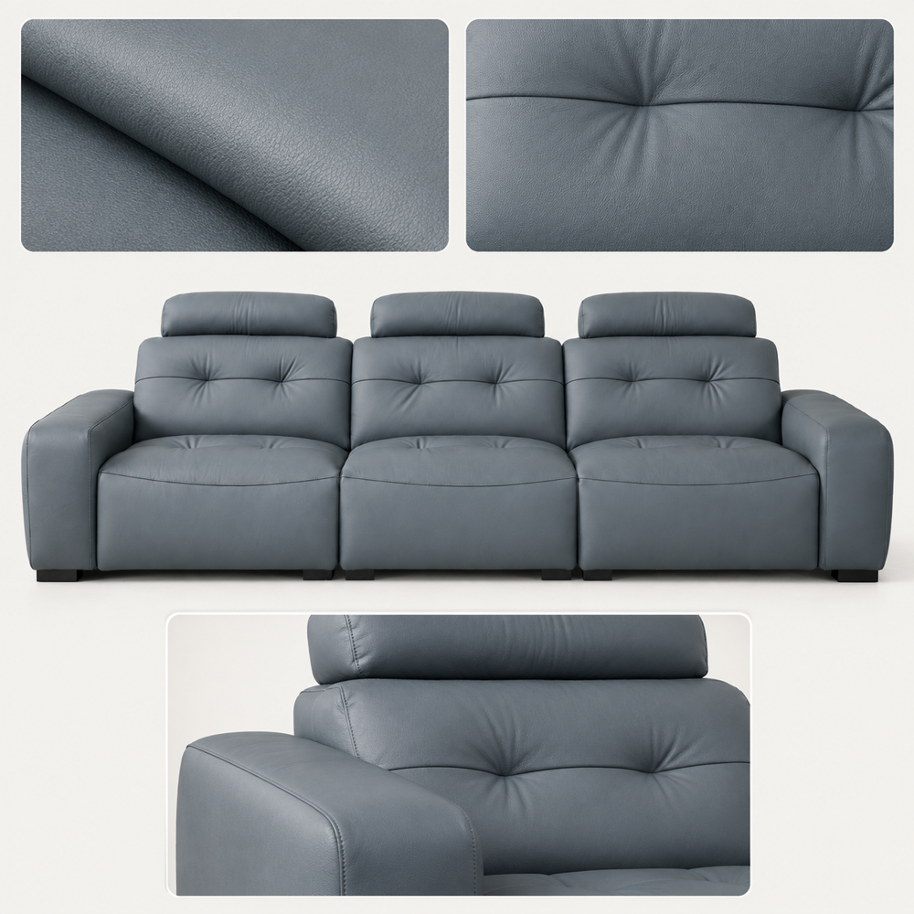 Modern Leather Sofa - Color: Blue