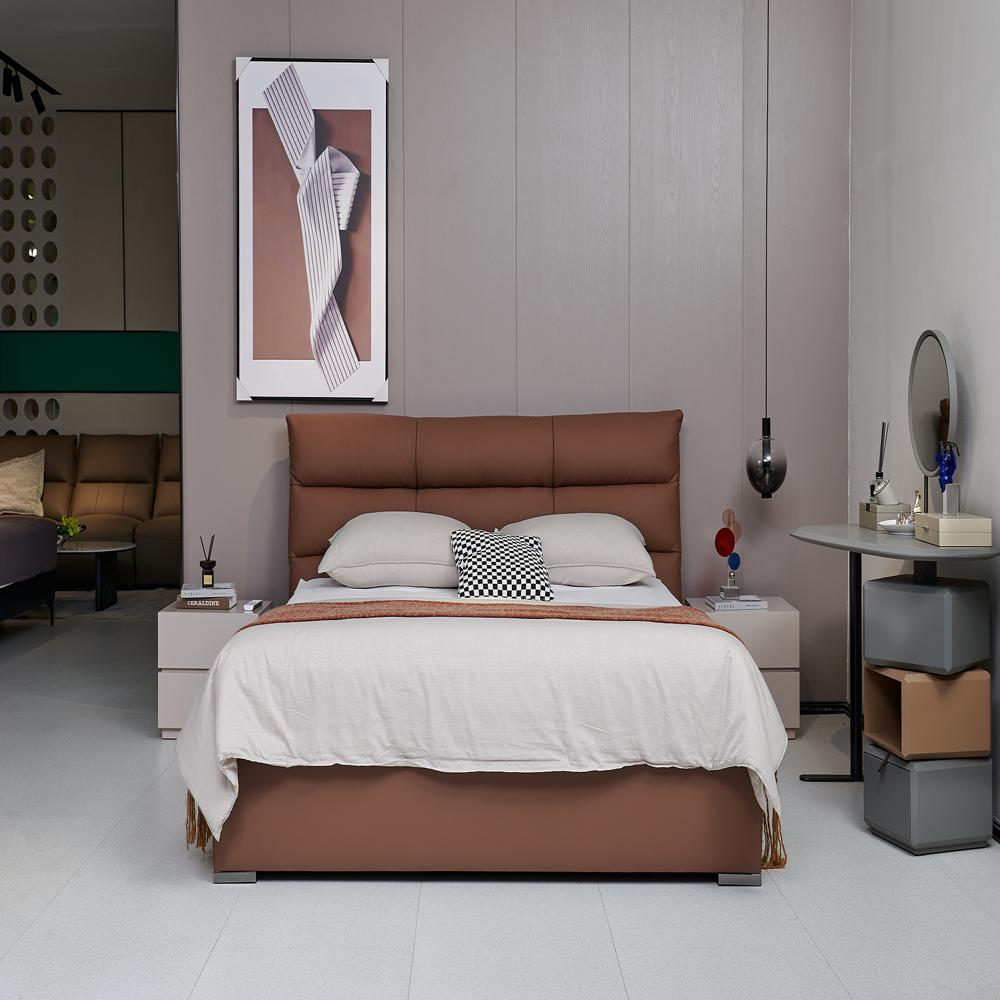 Modern Leather Bed - Artwork: Handmade