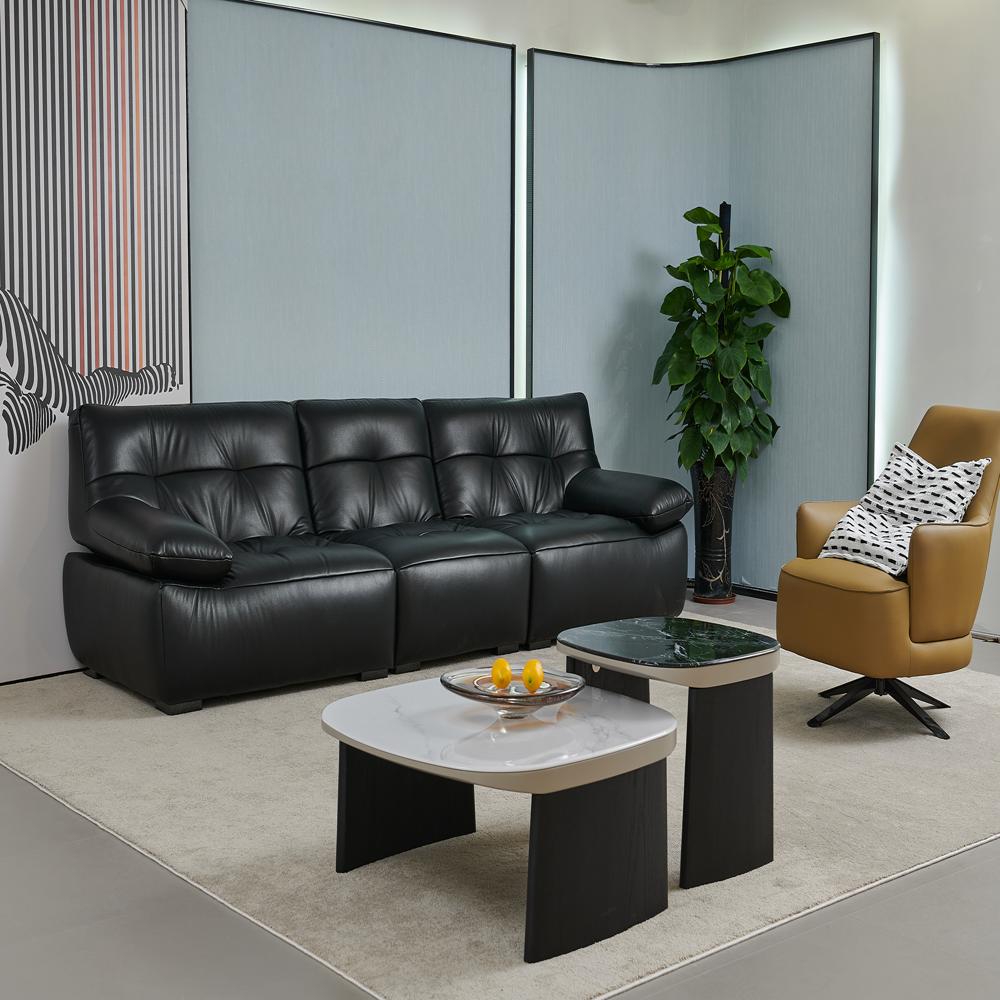Modern Black Leather Sofa