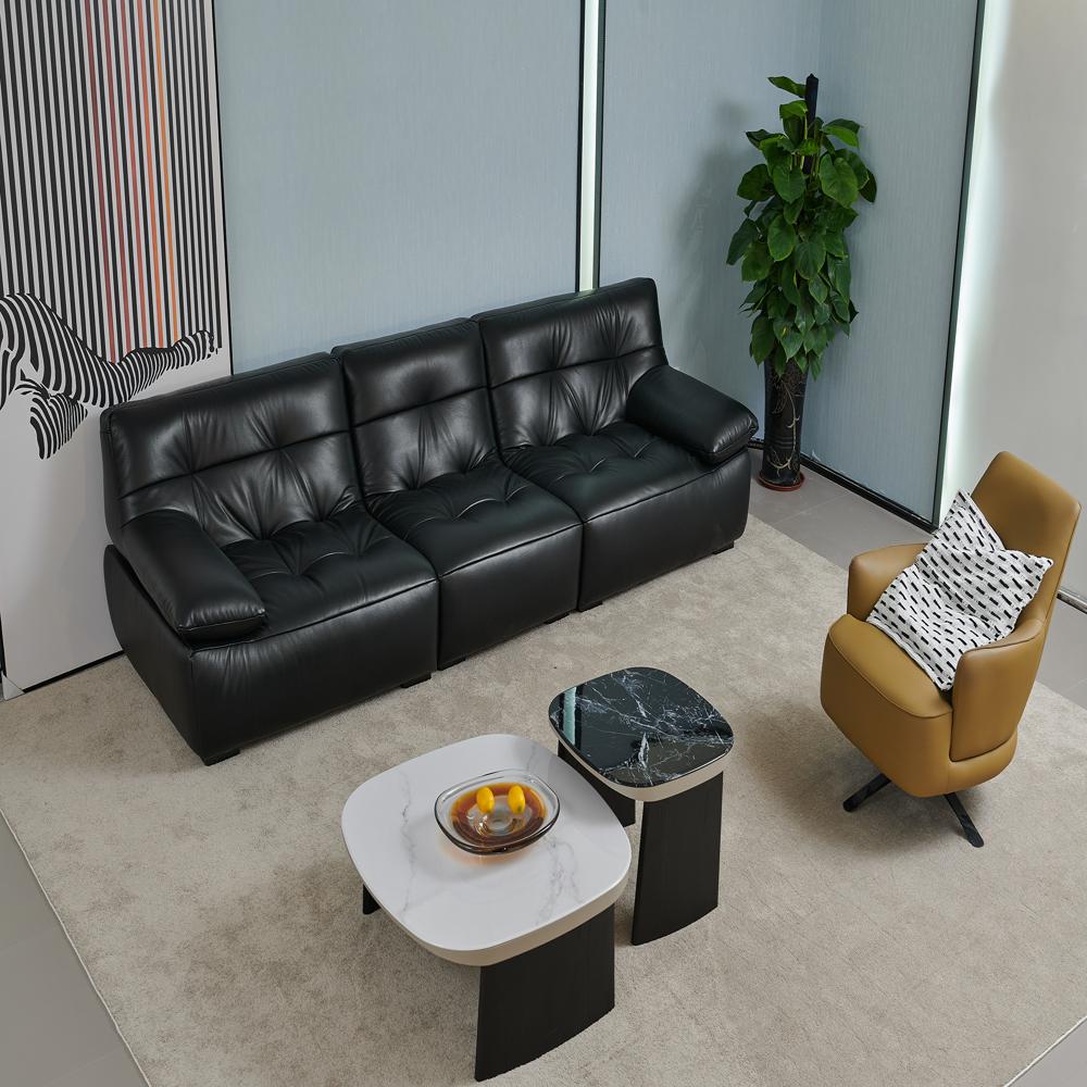 Modern Black Leather Sofa