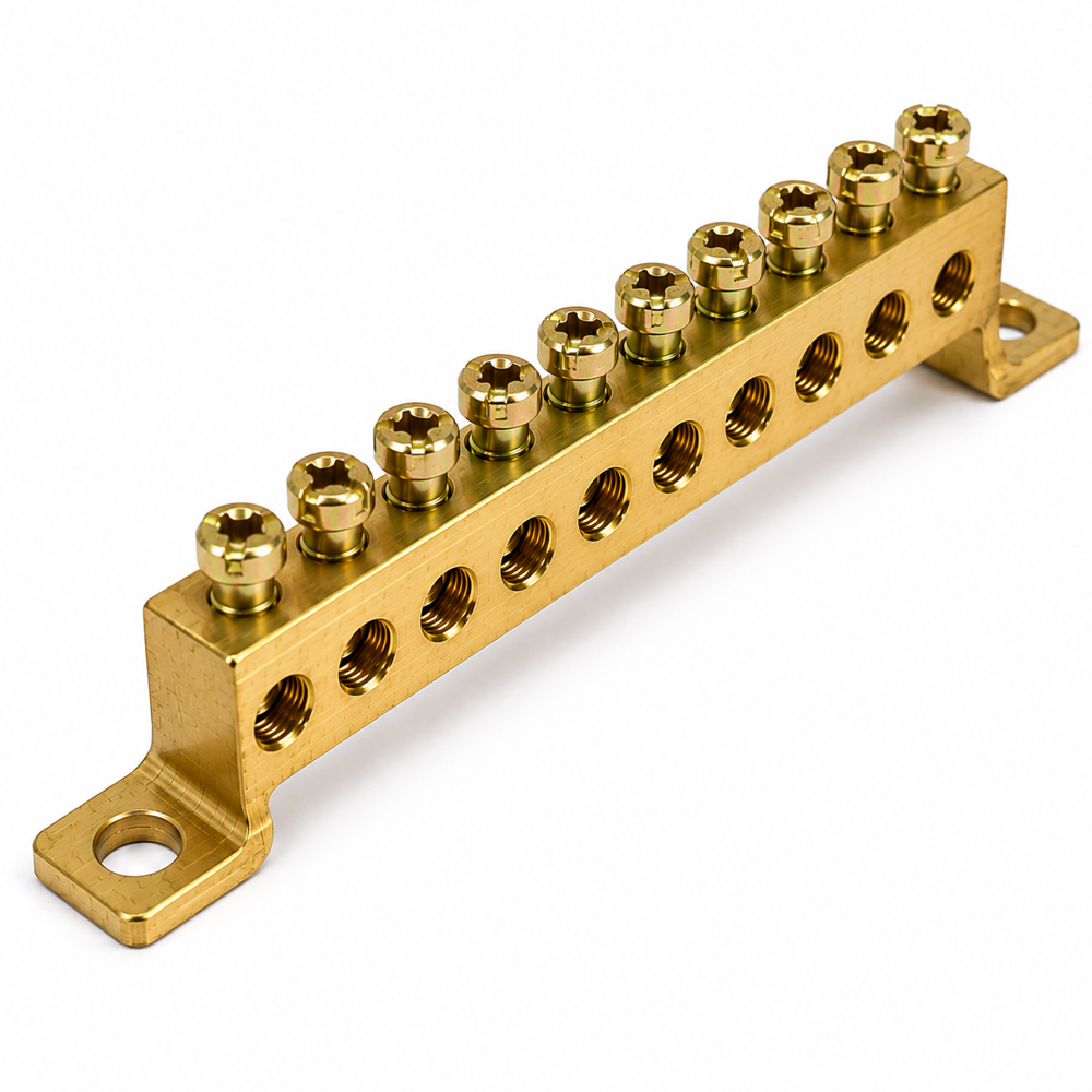 Precision Brass Neutral Terminal Bars & Links for Electrical Panels