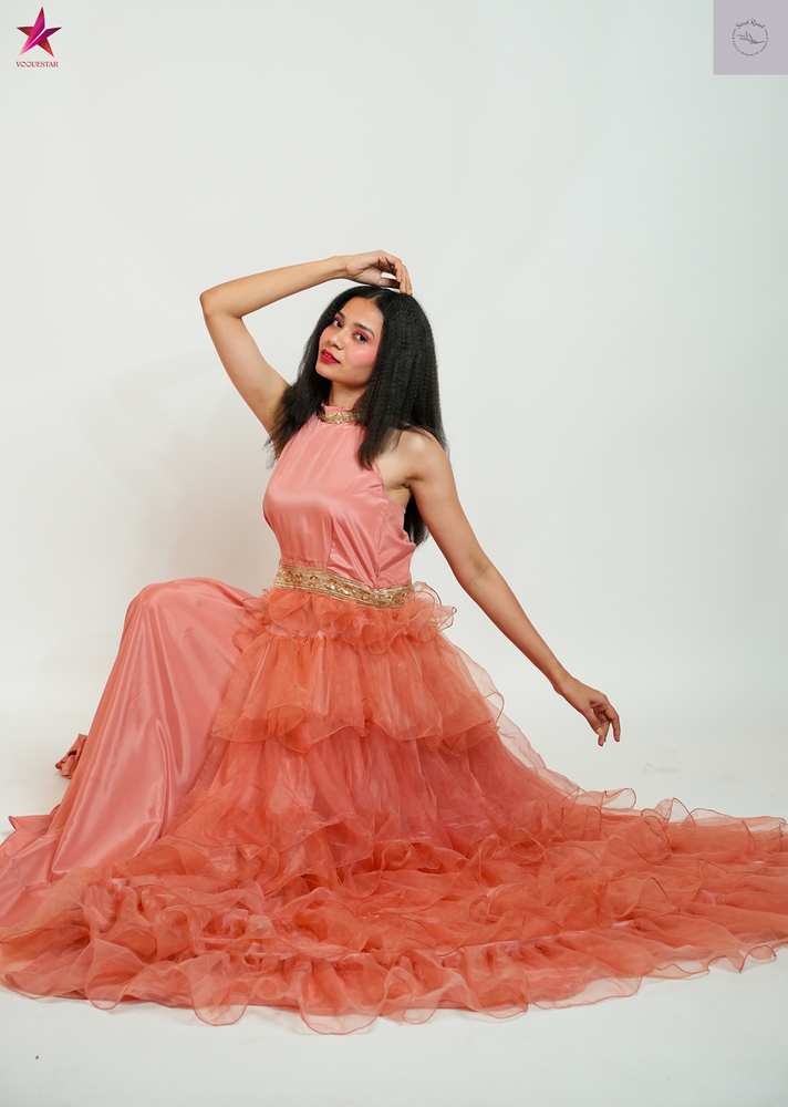 Peach Color Ladies Gown