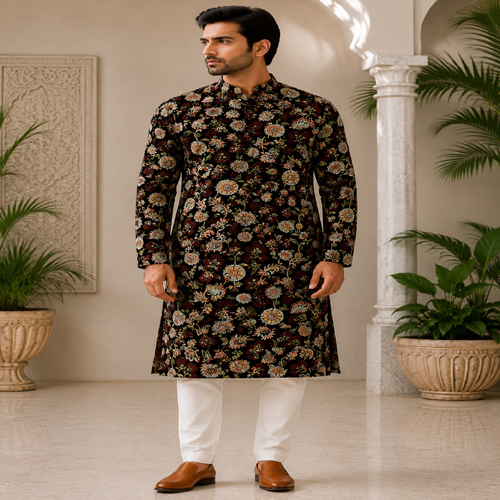 Mens Party Wear Printed Kurta