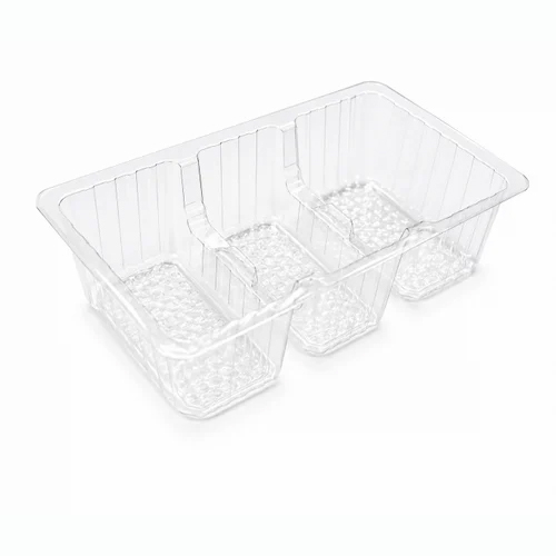 200G 3 Compartment Pet Biscuit Packaging Tray - Color: Transparent